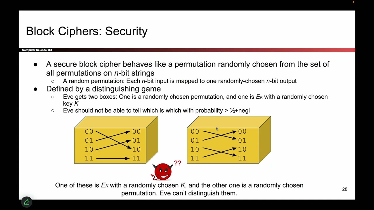 [Cryptography2, Video 5] Block Cipher Security