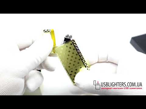 Электроимпульсная USB зажигалка Pattern quadro gold 065_7