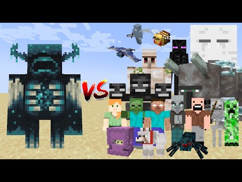 Warden vs All mobs in Minecraft  - Minecraft Mob Battle
