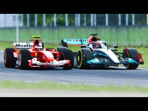 Ferrari F1 2004 with SLICK TYRES vs Mercedes F1 2022 W13 at Imola GP