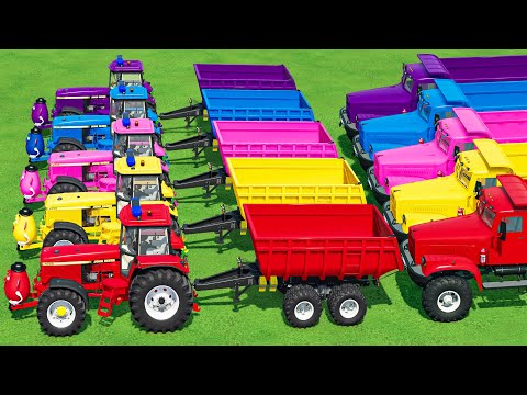 JCB FASTRAC & JOHN DEERE & CLASS & MCCORMICK TRACTORS TRANSPORT BATTLE WITH POTATO TRAILERS - FS 22