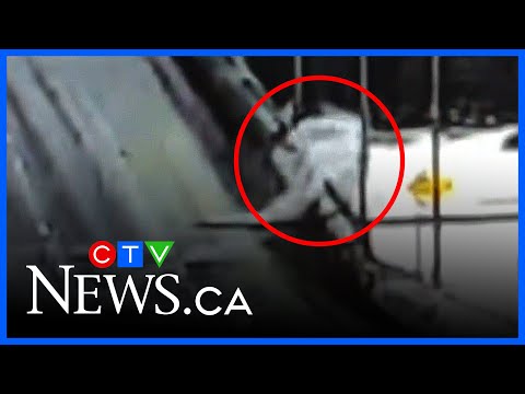 Dramatic video: Car flies off Draveurs Bridge onto river ice