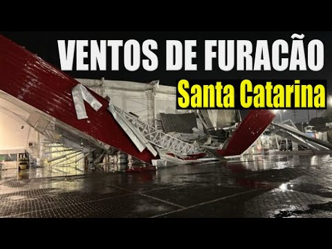 🚨Imagens impressionantes mostram o momento  que  vento de FURACÃO atinge  Videira (SC)