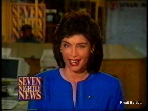 Ch7 News break before, and at half time, of first ever Monday night football Richmond v Nth AFL 1995