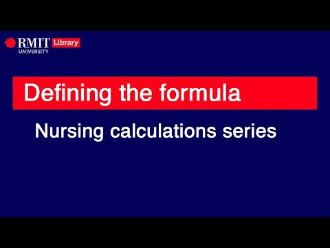 Nursing calculations: Defining the formula