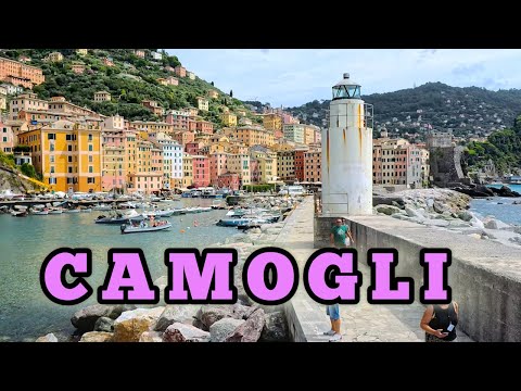 CAMOGLI, Italy, Walking Tour in The Old Port and The Center Village, 4k video,2025