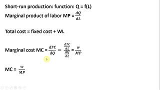 How to Derive Marginal Cost (MC = Wage/MP) from Production Function