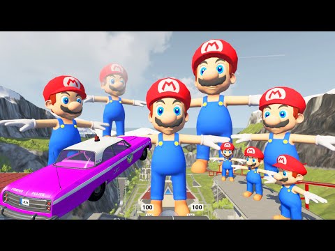 Colorful Cars vs Mario Friends On Car jump Arena - BeamNG Drive | Jean Daniel.