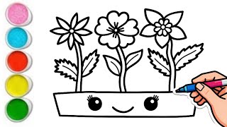 HOW TO DRAW A FLOWER POT 💐Easy drawings | Easy Flower Pot Drawing for Kids Step by Step | #drawing