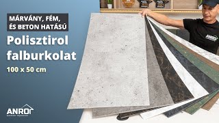 Polisztirol falpanel beton, márvány és fém hatású mintával (100 x 50 cm)