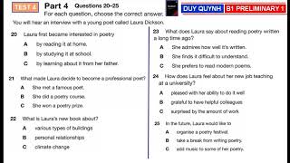 B1 PRELIMINARY 1 - TEST 4 PART 4