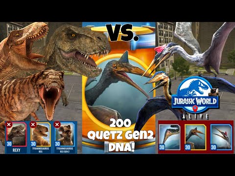 REXYs CHOMP on LVL 30 QUETZALCOATLUS GEN 2 BOSS!! (Jurassic World Alive 2.18)