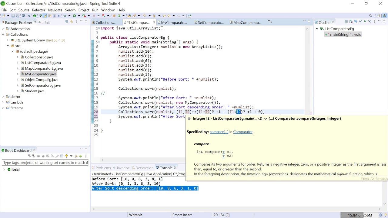 functional interface examples , comparator and collections