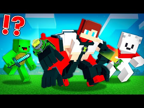 BEN 10 Speedrunners vs Hunter in Minecraft - Maizen JJ and Mikey