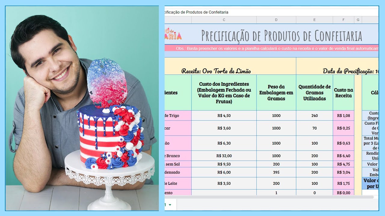 PLANILHA DE PRECIFICAÇÃO DE CONFEITARIA - PRECIFICANDO BOLOS E DOCES - ABCDário da Confeitaria