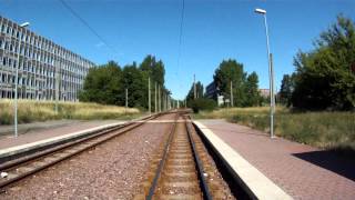 preview picture of video 'Führerstandmitfahrt Linie 5 in Halle, die längste Linie Ostdeutschlands. tram cab ride'