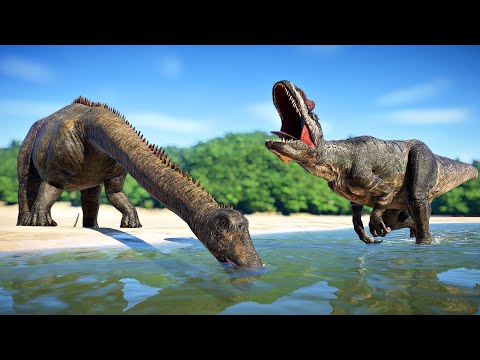 (4K) Allosaurus Hunting Diplodocus in Desert Environment 🌍 Jurassic World Evolution