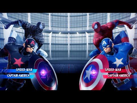 Black Spider & Black Cap vs Spiderman & Captain America (Very Hard) Marvel vs Capcom | 4K UHD