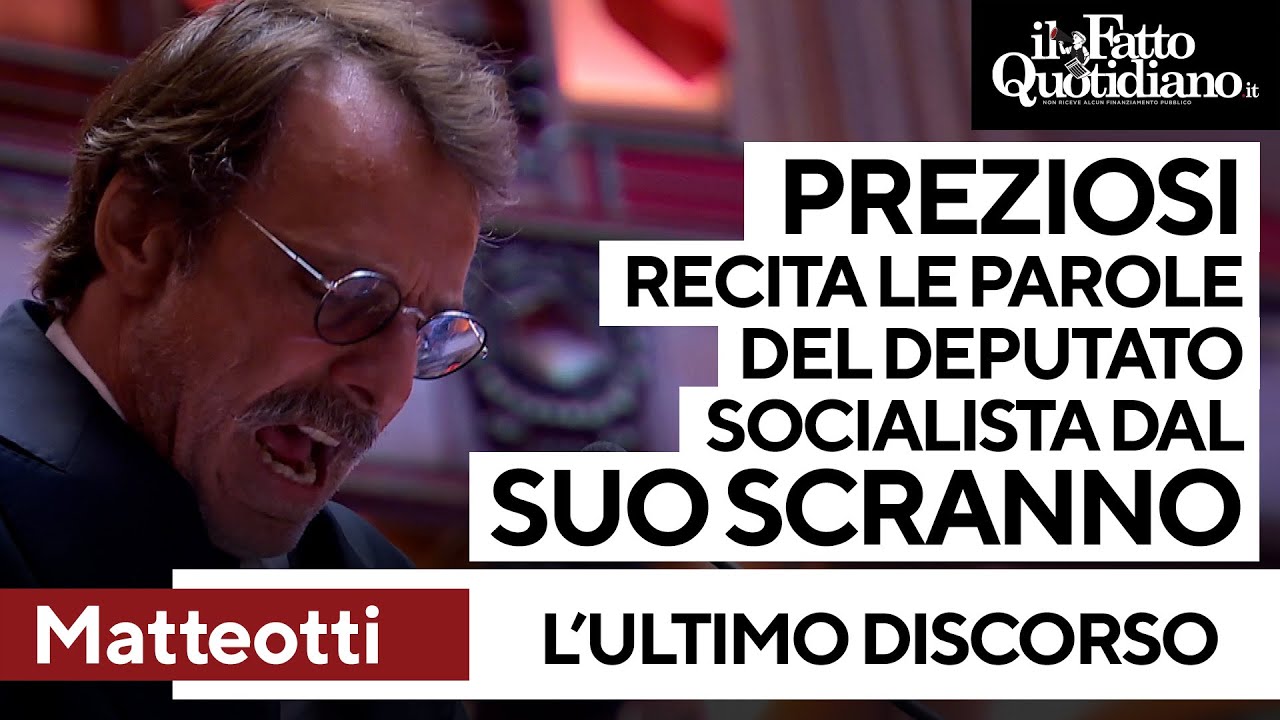 Matteotti, Alessandro Preziosi recita l'ultimo discorso del deputato socialista dal suo scranno