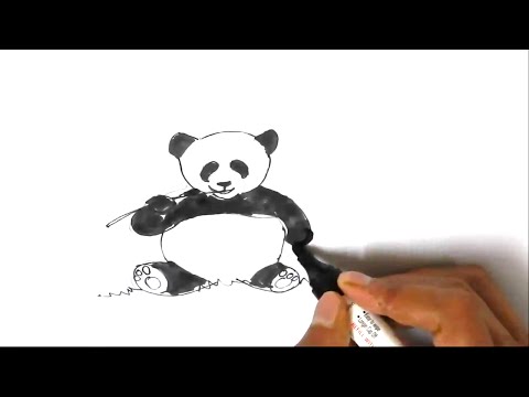 How to draw a Panda- in easy steps for children, kids, beginners ...