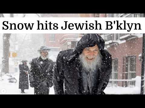 Hasidic Jews keep going in the snow