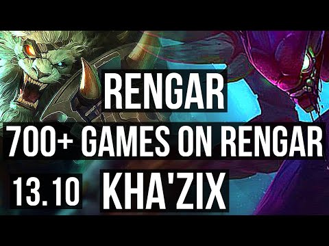RENGAR vs KHA (JNG) | 12/1/4, Legendary, 700+ games | KR Diamond | 13.10