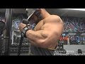 Nathaniel Latham Trains Chest And Arms In The Off-Season