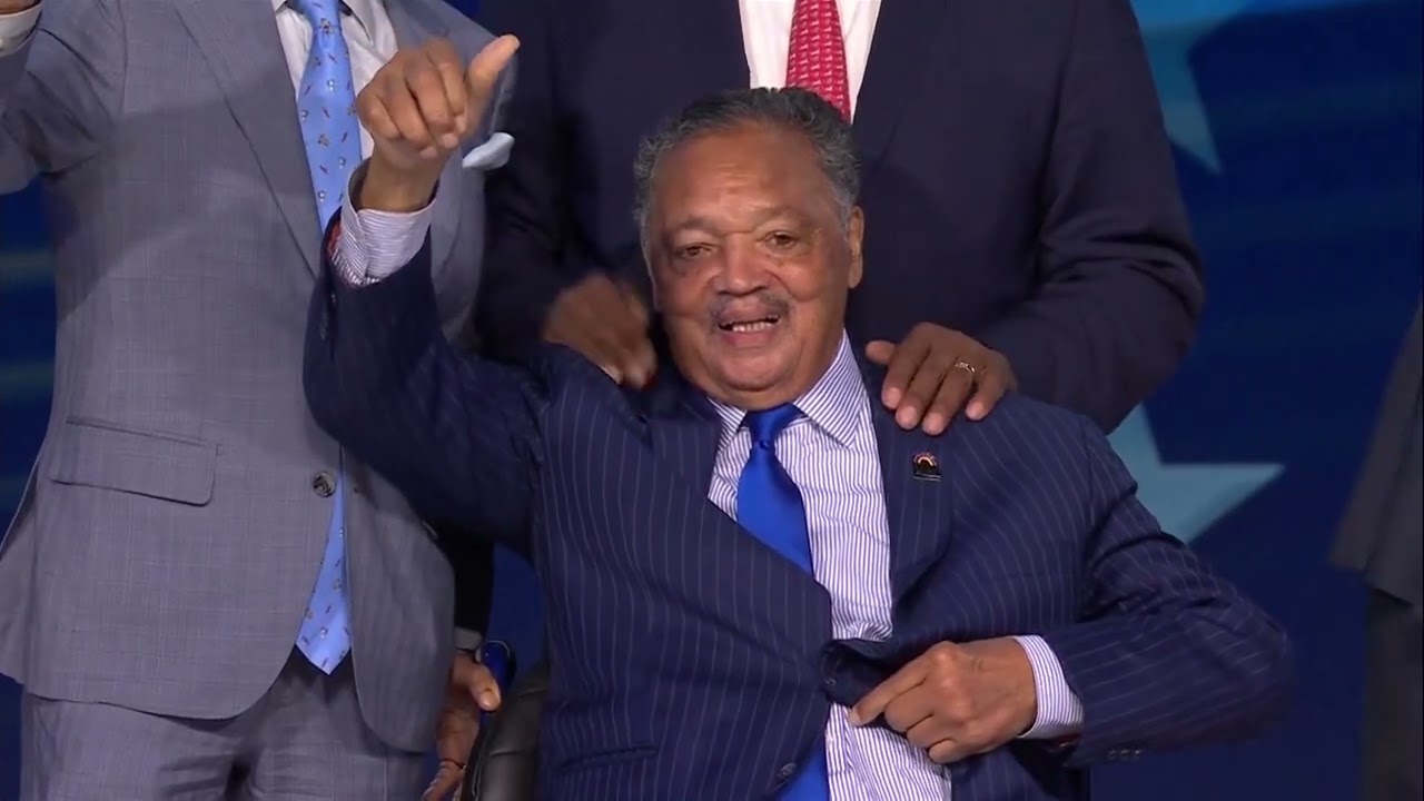 Reverend Jesse Jackson receives standing ovation during appearance at the DNC