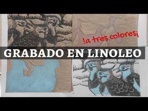 como hacer un grabado en linóleo a  3 colores | linograbado |  paso a paso