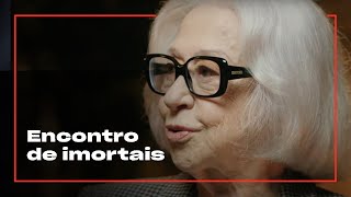 Gilberto Gil recebe Fernanda Montenegro no programa "Amigos, Sons e Palavras"