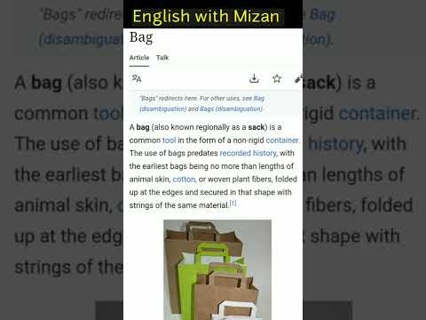 Bag 🛍️ | Practice Reading Skills | Definition From Wikipedia | English with Mizan | #Shorts