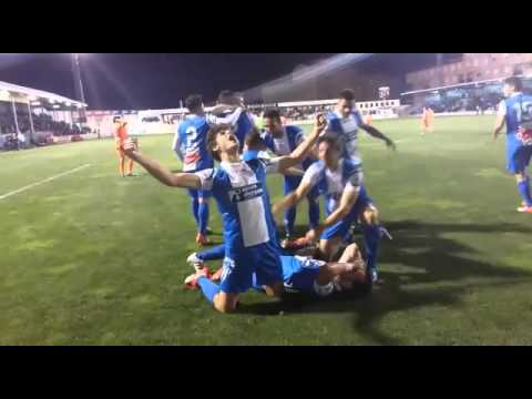 Alcoyano. Celebración Fran Miranda gol CD Alcoyano 2-1 Mestalla