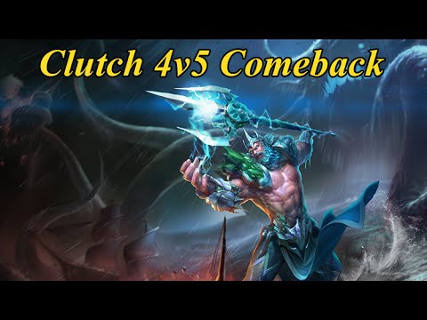 SMITE Clutch Poseidon 4v5 Arena Comeback