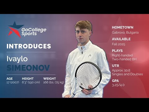 Ivaylo Simeonov College Tennis Recruiting Video - Committed
