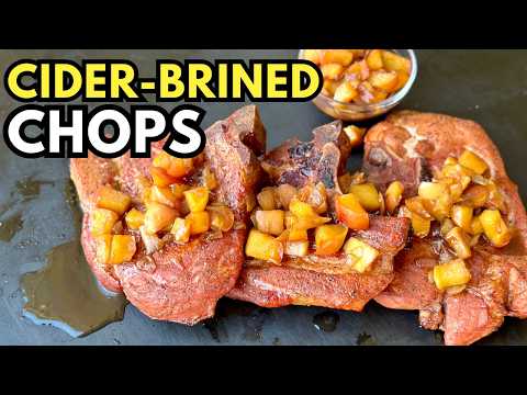 Brined and Smoked Pork Chops with EASY Apple Chutney - Pellet Grill Pork Chops!