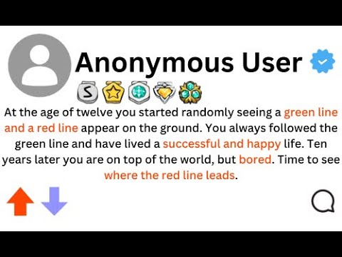 [WP] At the age of twelve you started randomly seeing a green line and a red line appear.