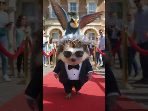 From Shy to Shine: The Hedgehog Red Carpet Glow-Up! ✨🦔 #aianimation #hamster #cute