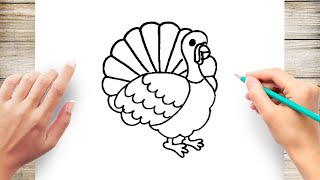 How to Draw Turkey Step by Step for Kids Easy