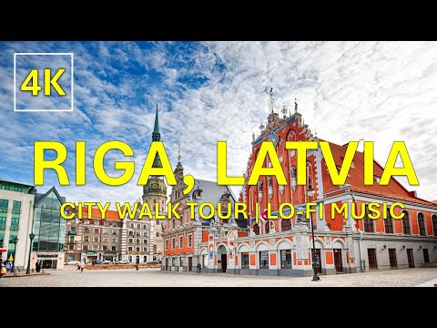 Lo-Fi Music Riga, Latvia| 4K | 2 Hours City Tour Walk |