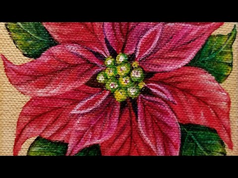 Christmas Poinsettia Flower LIVE Acrylic Painting Tutorial