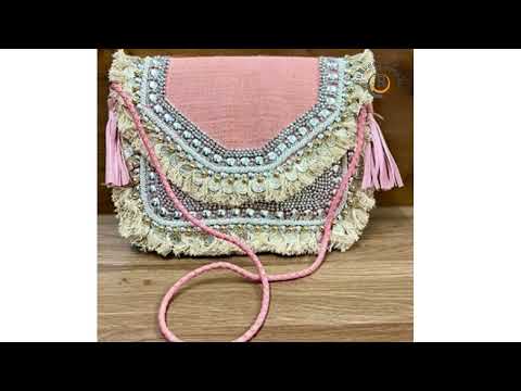 Cotton rope handle handmade pink boho banjara bags