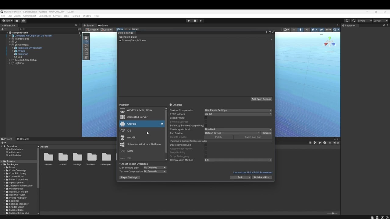 Unity VR: Build Settings