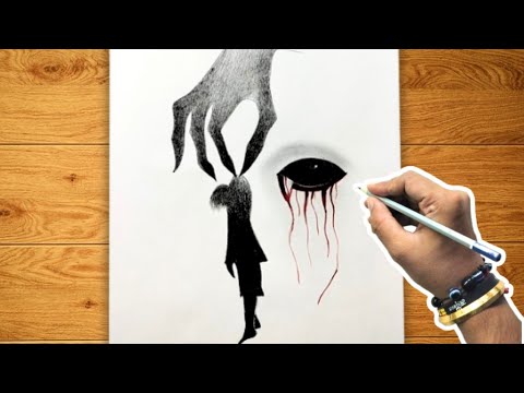 "Haunted Eyes Drawing 👁️ | Scary Art Tutorial"