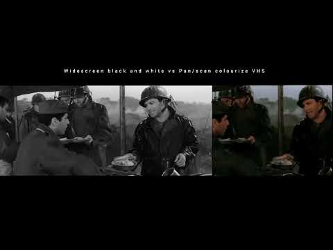 The longest day 1962 /widescreen black and white Vs Pan scan colourize VHS comparison/ 2