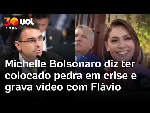 Michelle Bolsonaro grava com Flávio após atrito, mas evita confirmar presença em viagens da campanha