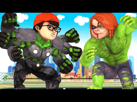 Strong Nick Transform Hero Nickhulk SixHands vs Zombie Chucky Save Tani - Scary Teacher 3D Sad Story