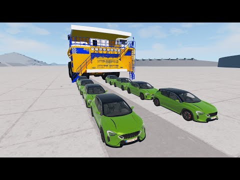 Giant Belaz vs Cars – Watch Giant Belaz Destroy Cars in BeamNG.Drive