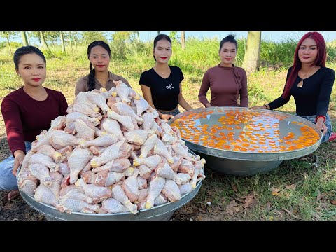 Amazing cooking fresh egg with chicken leg crispy recipe in my countryside