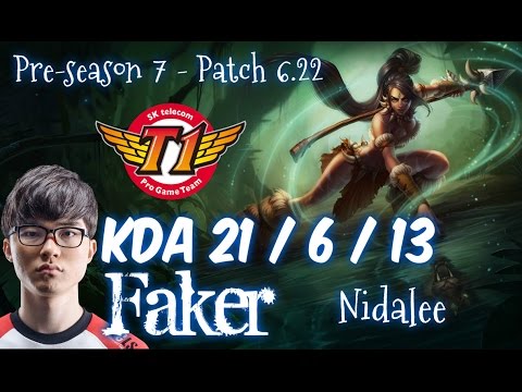 SKT T1 Faker NIDALEE vs LEE SIN Jungle - Patch 6.22 KR Flex Rank