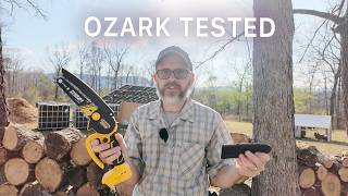 IMOUMLIVE Mini 6-inch Battery Chainsaw review on our off grid homestead